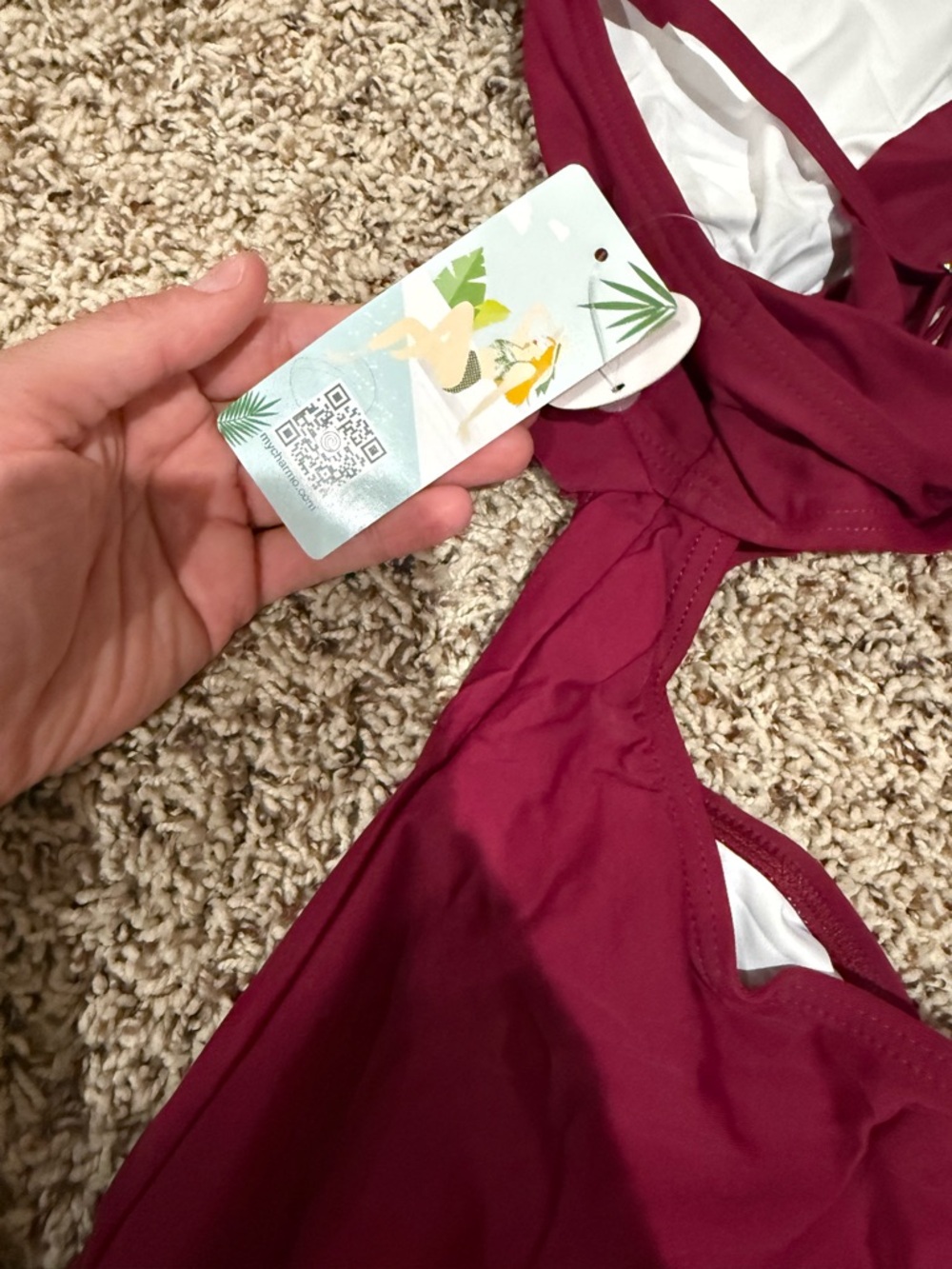 Nwt Magenta One-Piece Ruffle Tie-Front Swimsuit - Picture 3 of 7